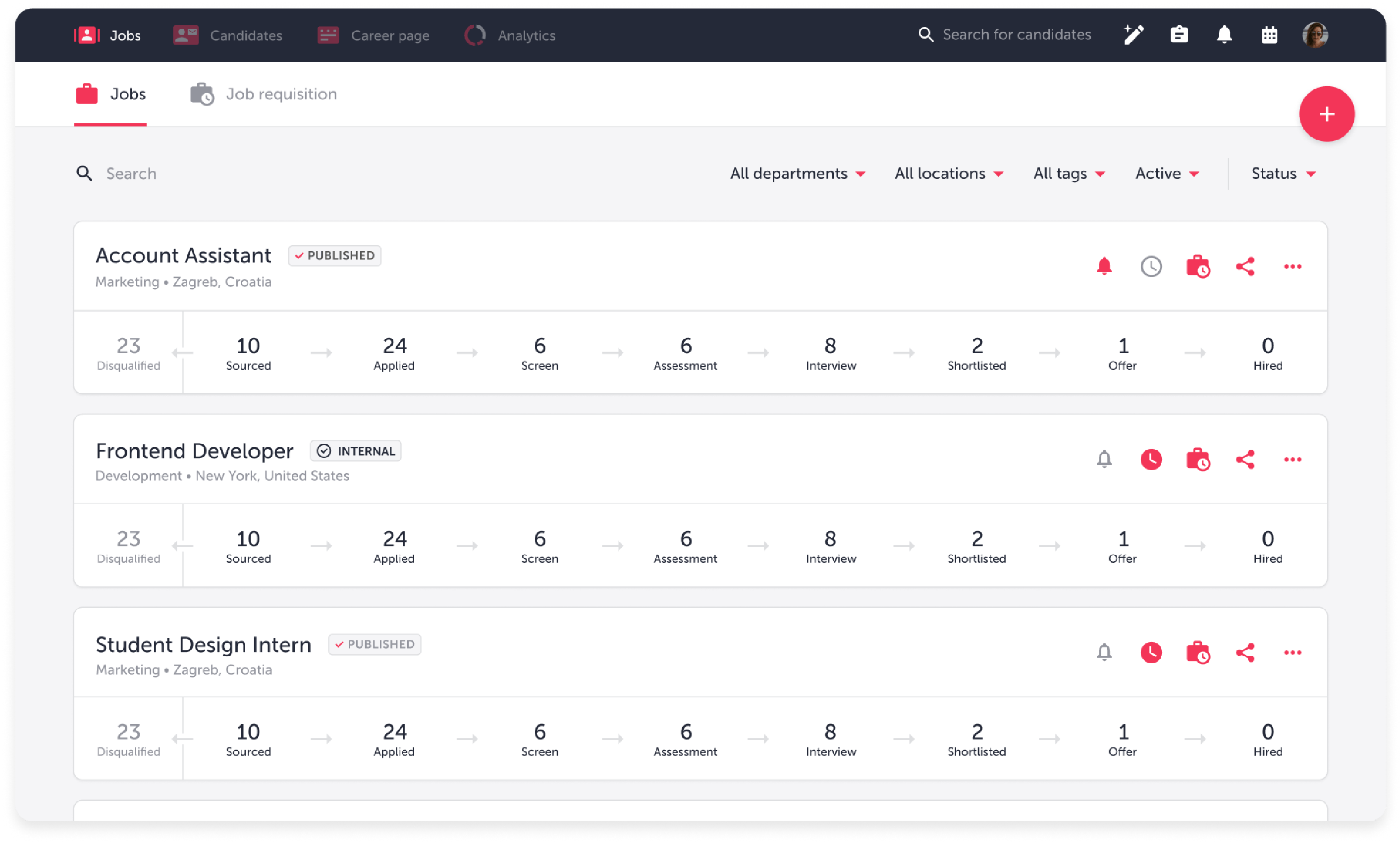 TalentLyft recruitment analytics software dashboard.