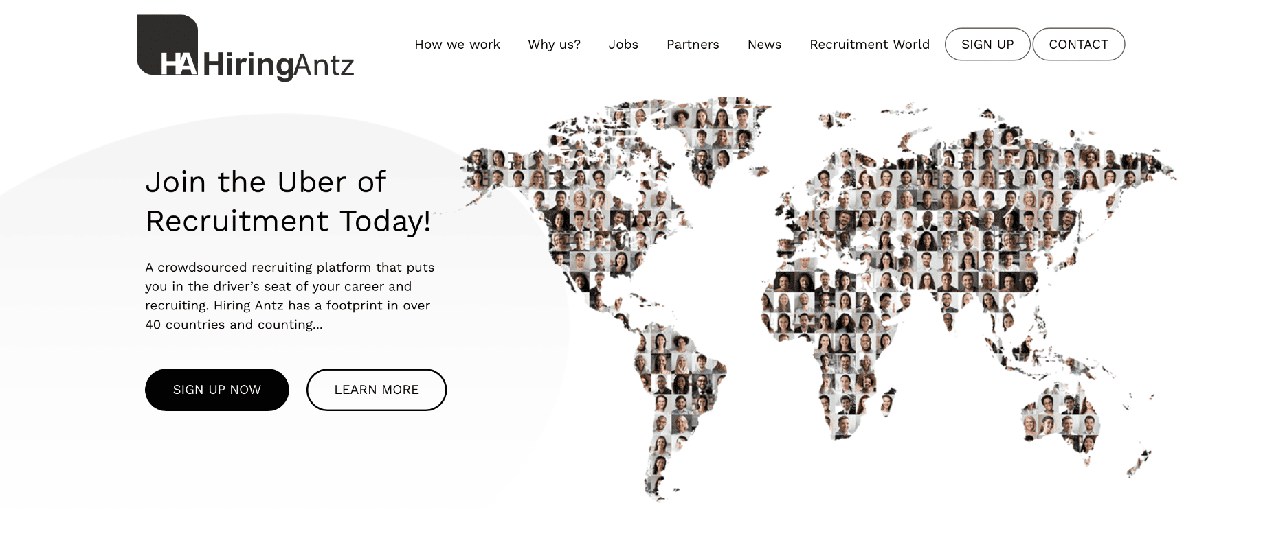 Hiring Antz freelance recruitment software dashboard.