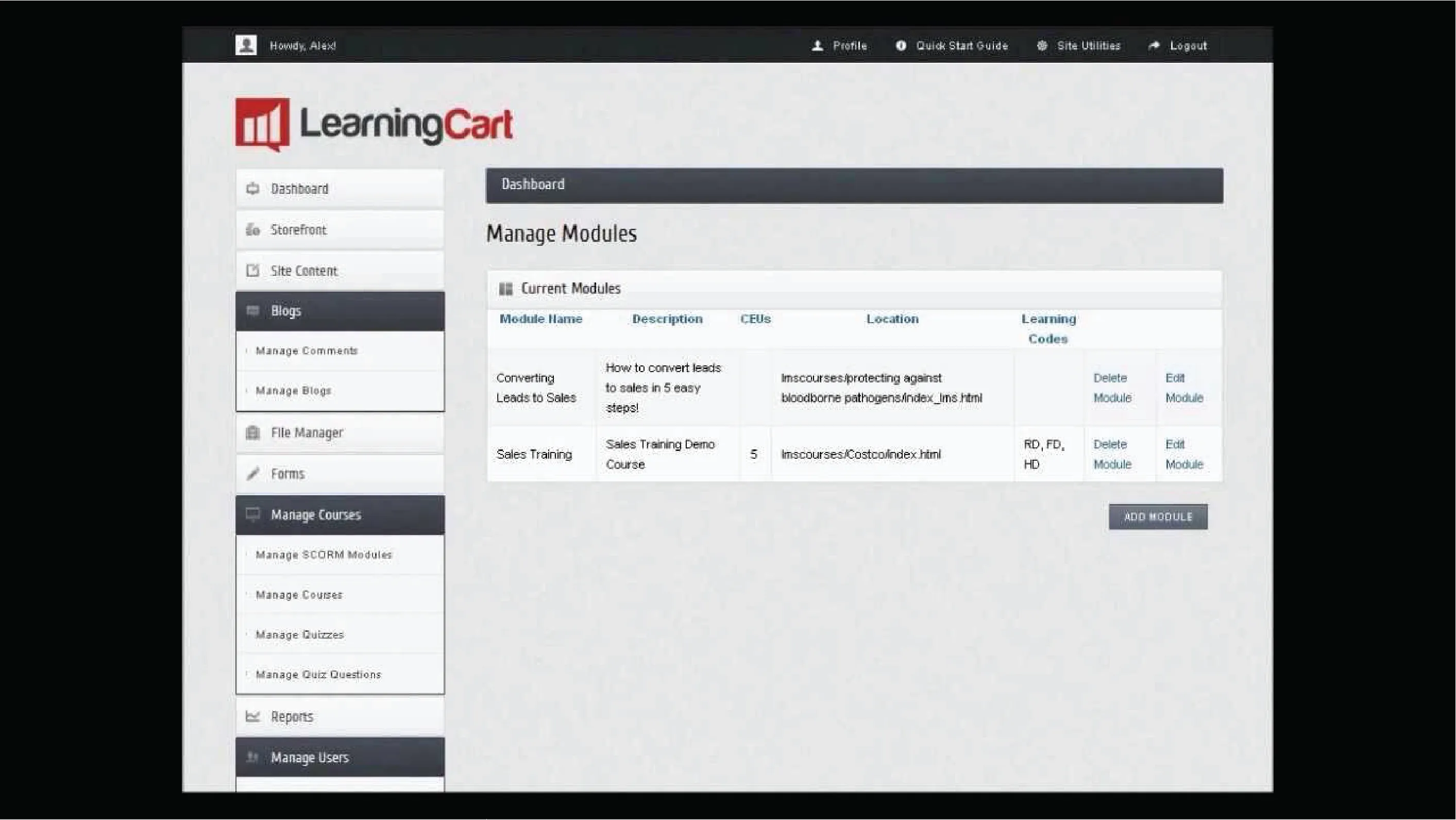 Learningcart training management software.