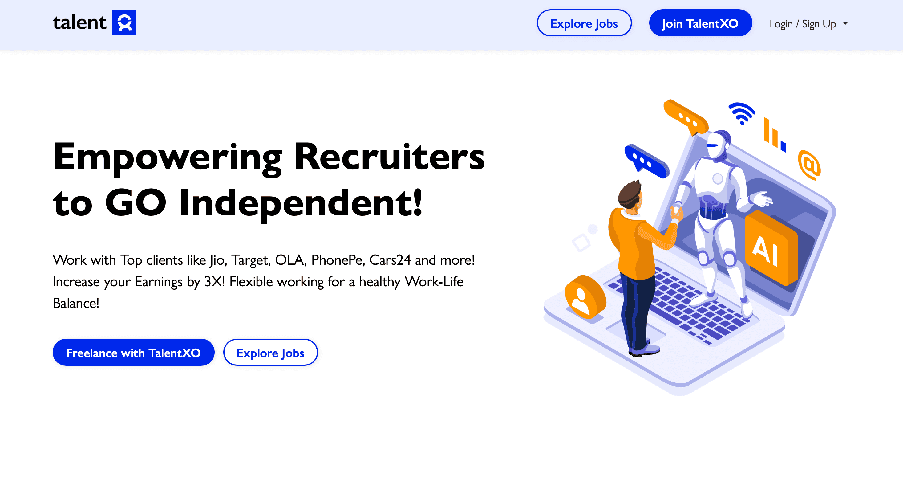 TalentXO freelance recruitment software dashboard.